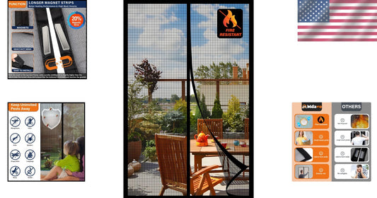 Pet-Friendly Magnetic Screen Door - Heavy-Duty Mesh Curtain, Easy Install 36x80