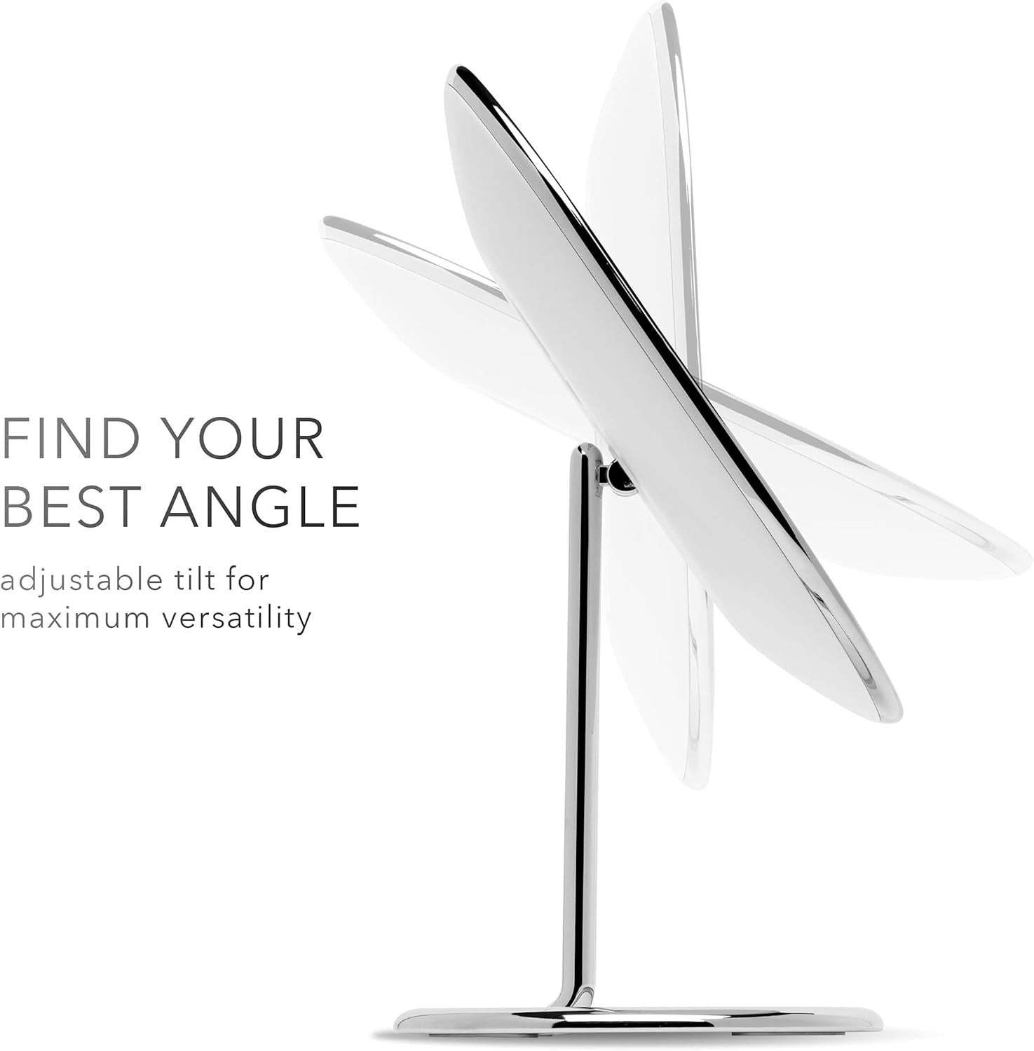 Rechargeable LED Lighted Vanity Mirror with Dual Magnification - Chrome Elegance