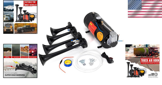 Complete 178dB Train Horn System with Easy Installation - Heavy Duty Durability