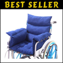 Load image into Gallery viewer, Non-Slip Wheelchair Cushion &amp; Armrests, Ideal for Seniors' Comfort - Blue
