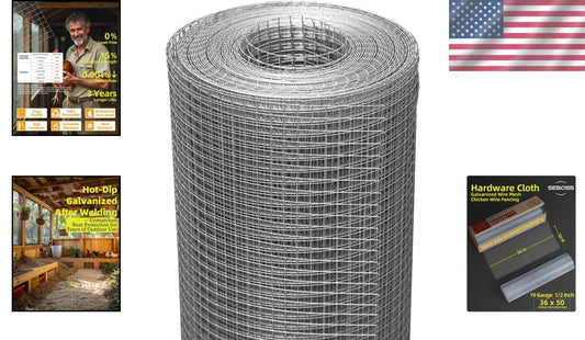 Eco-Friendly 36''x50'' Durable Wire Fencing - 1/2 Inch Mesh for Gardens & Coops
