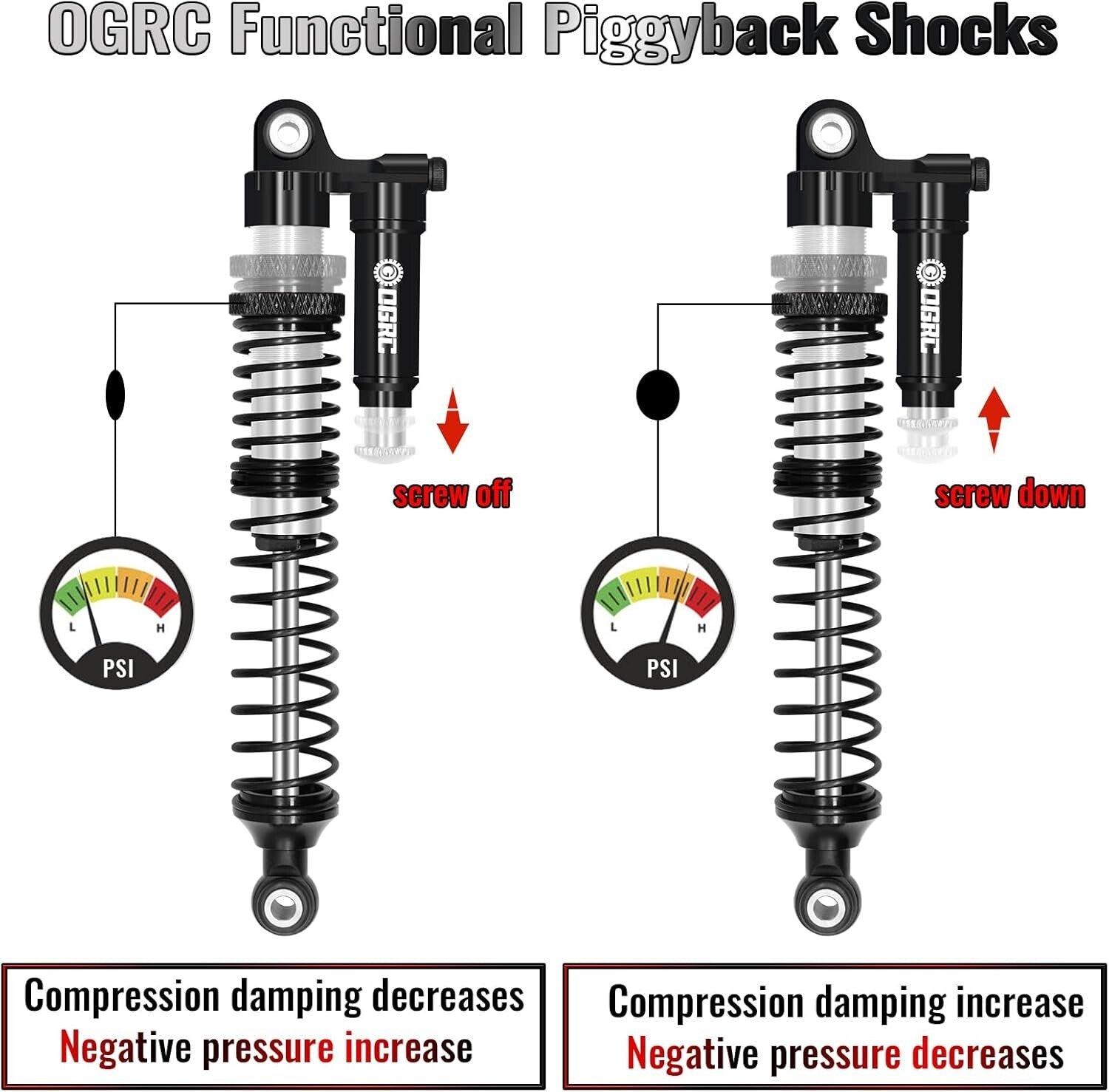 Lightweight 4-Piece 100mm Aluminum Shock Absorbers for RC Crawler Modifications