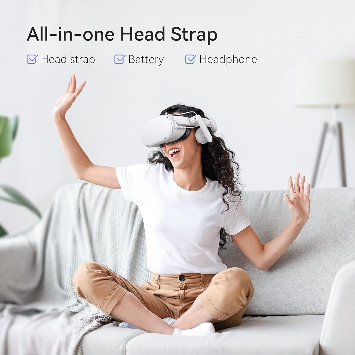 Integrated 6400mAh Audio Head Strap for Quest 2 - Ultimate VR Experience