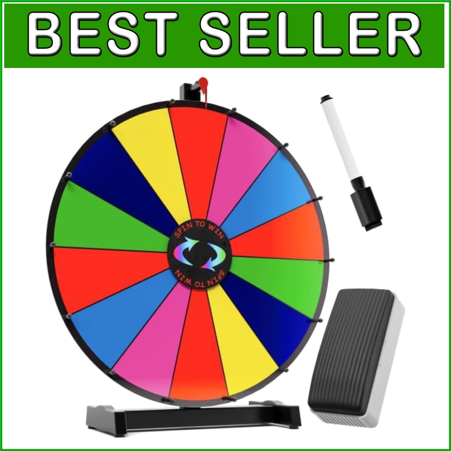 Durable 14-Slot Prize Wheel with Smooth Spin - Ideal for Carnivals & Trade Shows