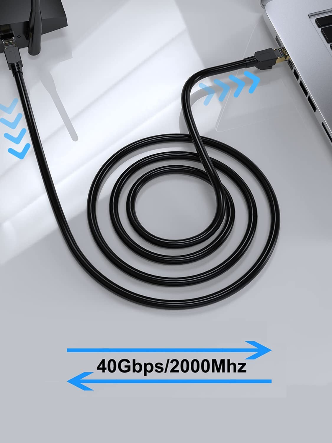 100ft Cat 8 Ethernet Cable - Heavy Duty, Weatherproof, High-Speed Connectivity