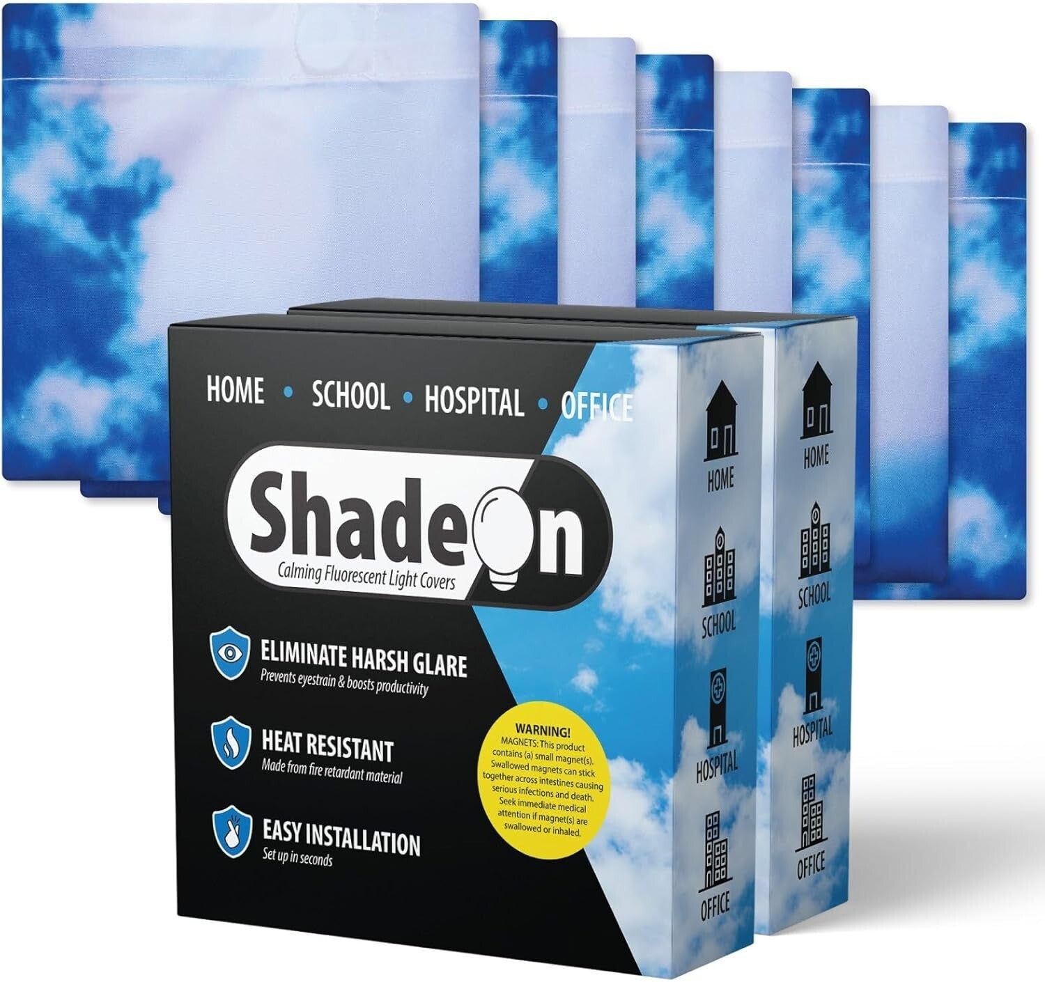 Flame Retardant 8-Pack Summer Sky Ceiling Light Covers for Classrooms & Offices