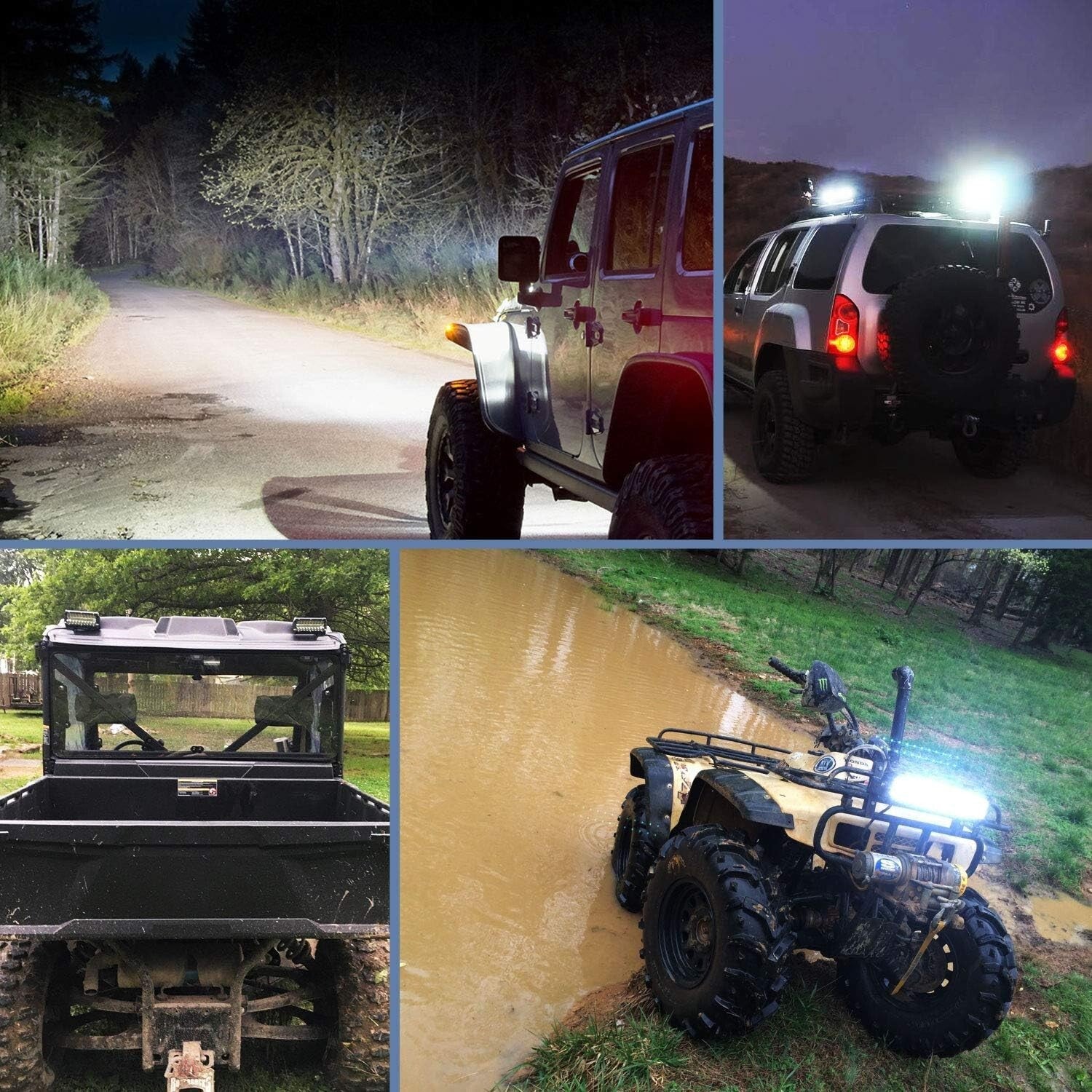 Sturdy 4PCS LED Light Pods - Triple Row Waterproof Lights for Trucks & ATVs