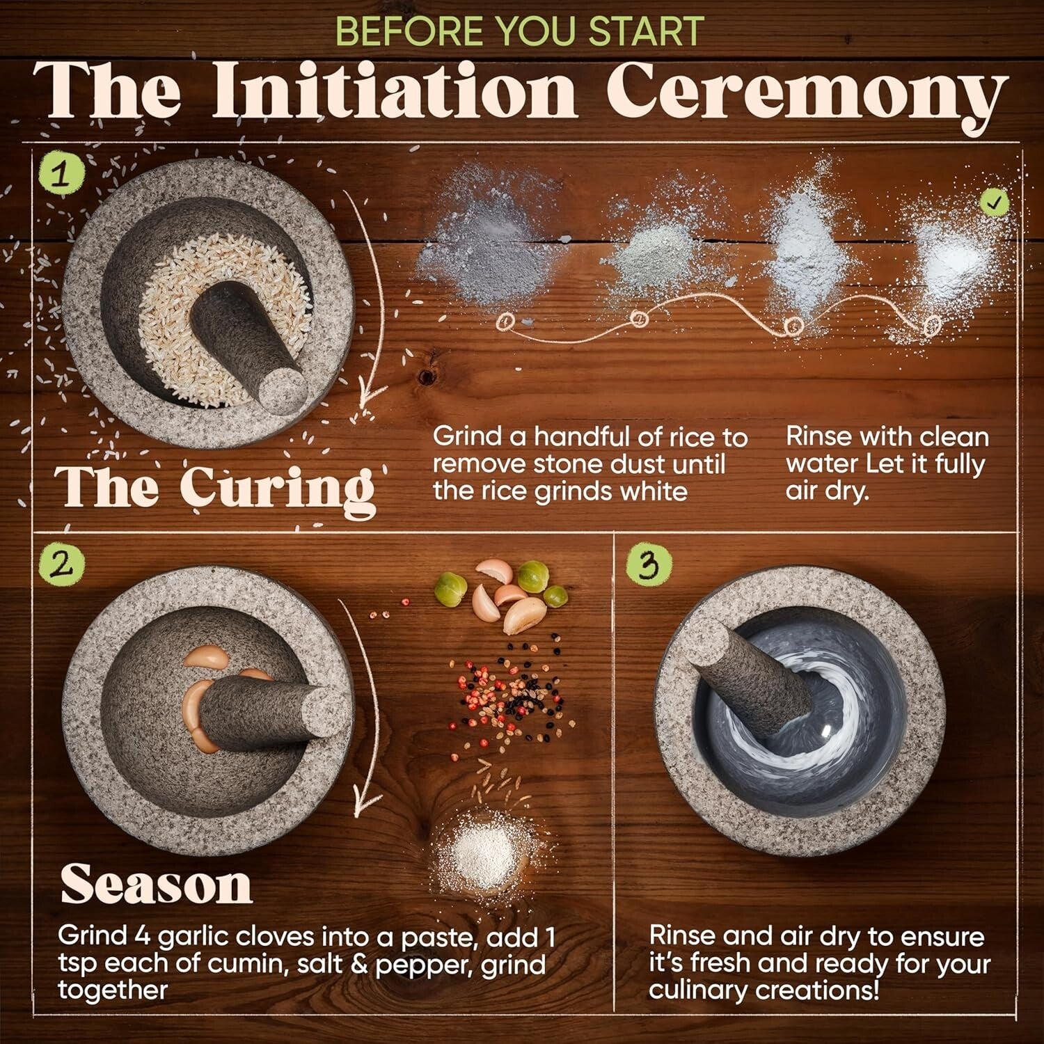 Extra Large 8 Inch Mortar and Pestle Set - Perfect for Grinding Spices and Herbs