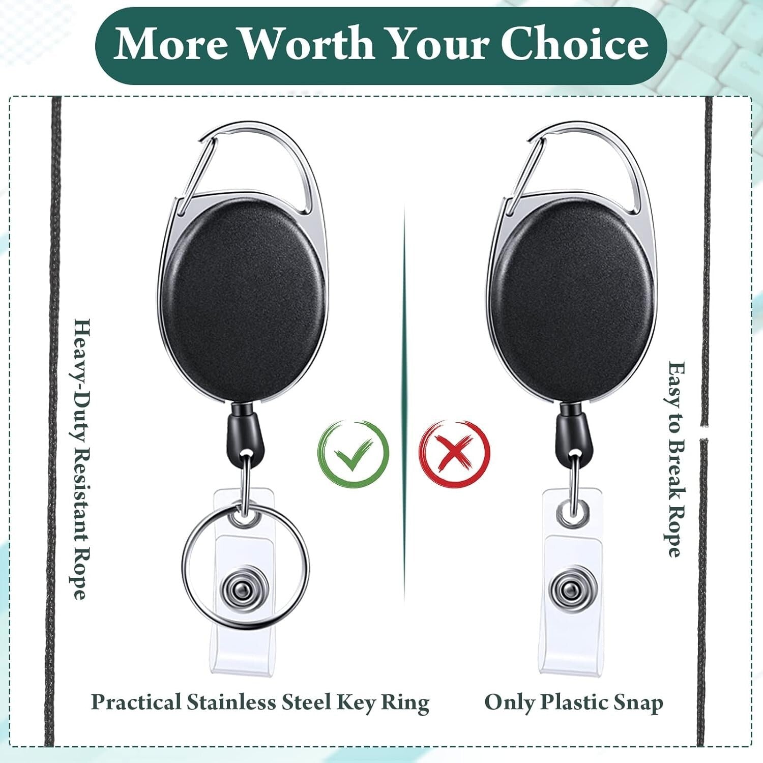 Bulk Retractable ID Badge Reel Holders for Doctors, Nurses, and Office Staff