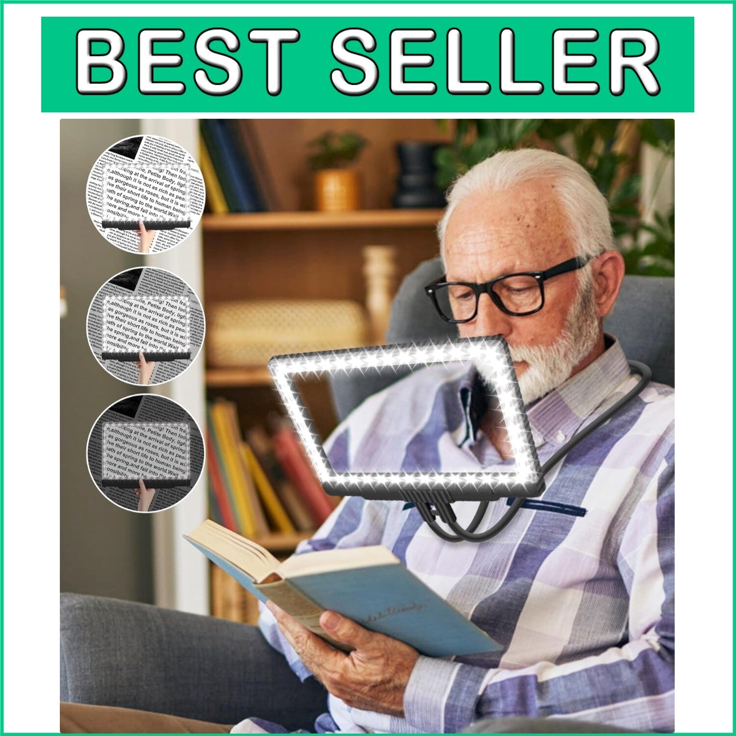 5X Hands-Free LED Magnifying Glass with Flexible Neck - Perfect for Reading