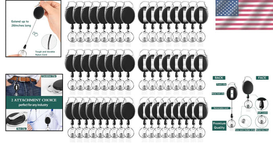 Versatile 50Pcs Badge Reels with Heavy-Duty Clips & 26-Inch Retractable Cord