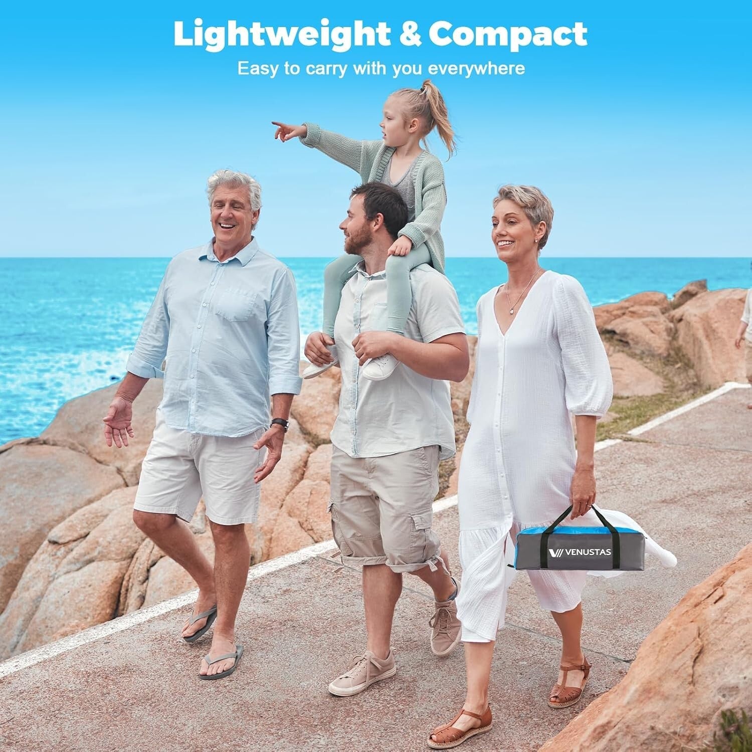 Lightweight UV Protection Beach Canopy for Large Families - Easy Setup Shelter