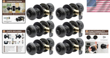 Load image into Gallery viewer, 6-Pack Matte Black Round Colonial Door Knobs with Privacy Locking Function