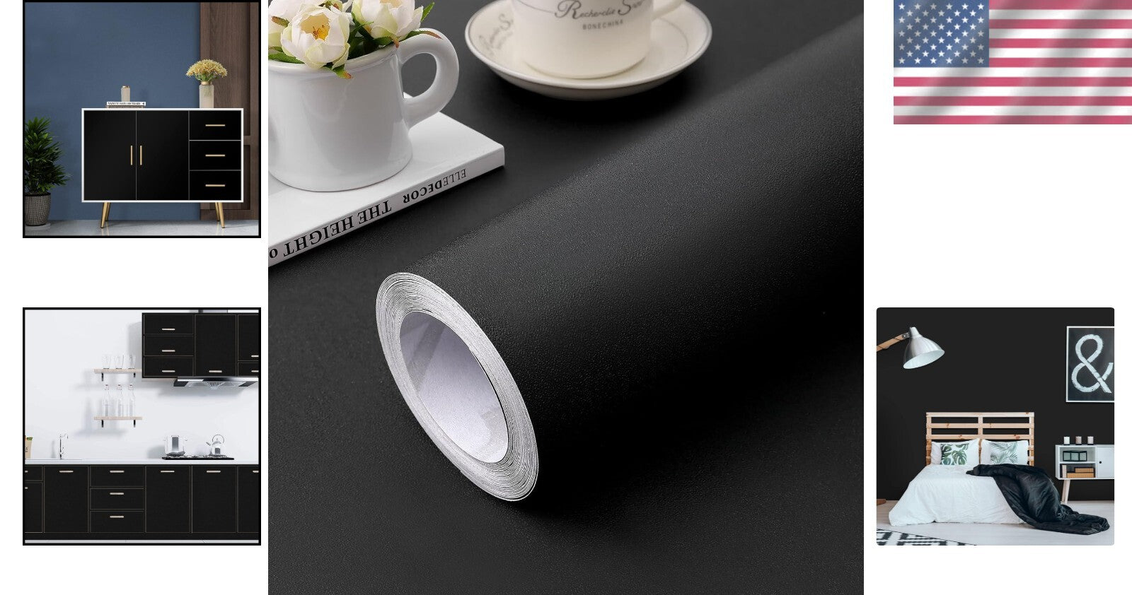 15.7" x 984.2" Peel and Stick Black Contact Paper - Versatile Wallpaper Solution