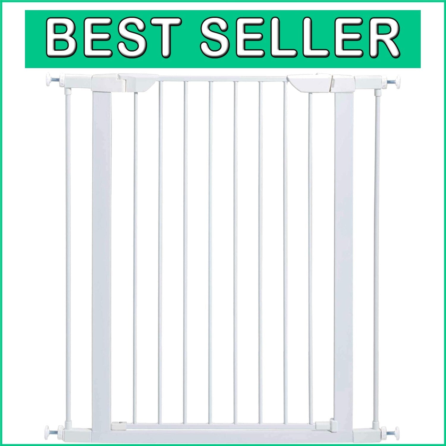 Elegant 39-Inch Tall White Steel Pet Gate - Pressure Mounted for Easy Install