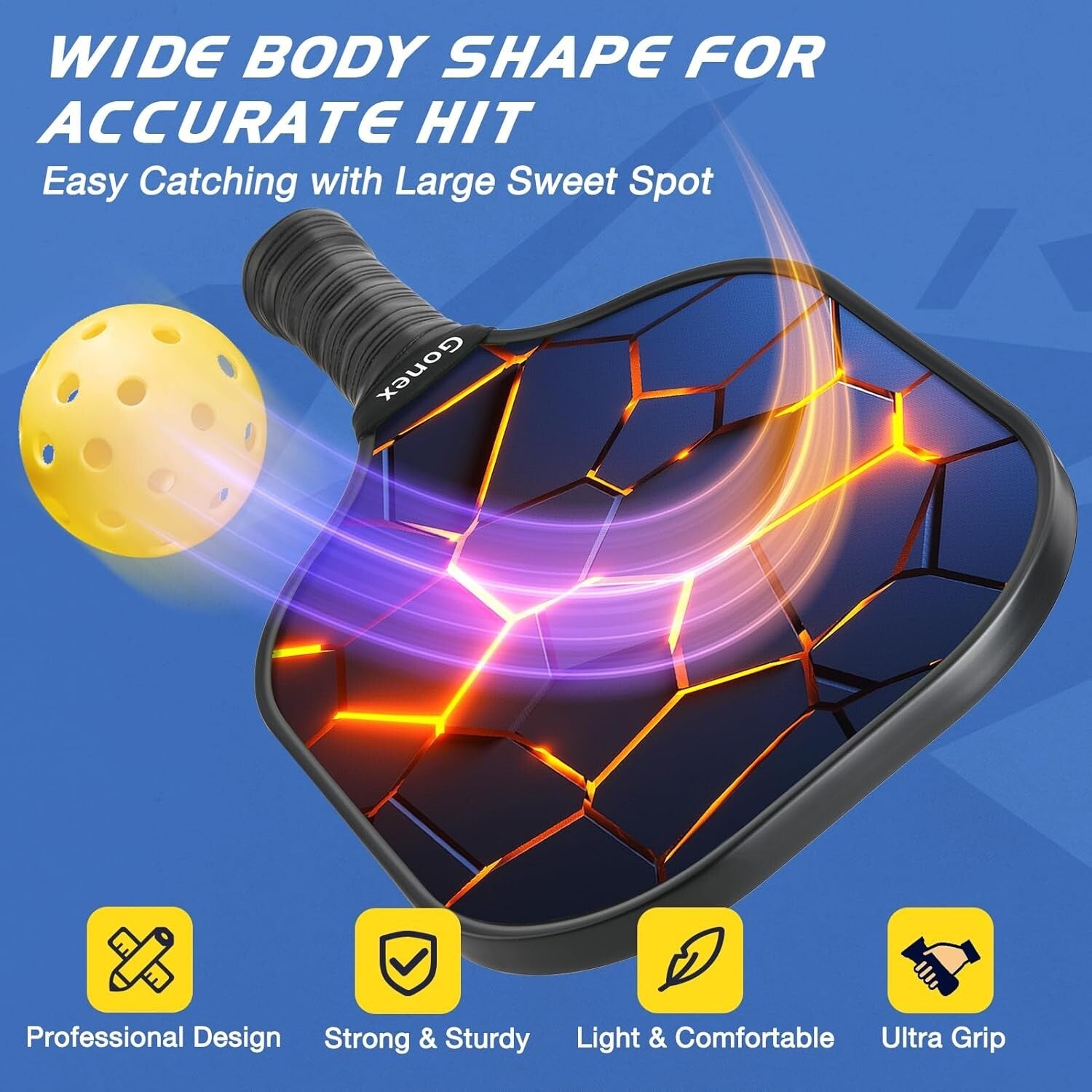 Lightweight Graphite Pickleball Rackets with Comfort Grip - Set of 4 & Carry Bag