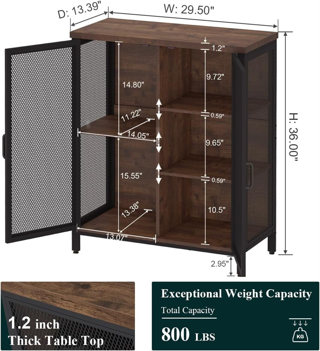 Farmhouse Style Alcohol Cabinet with Lockable Doors & Adjustable Storage Shelves