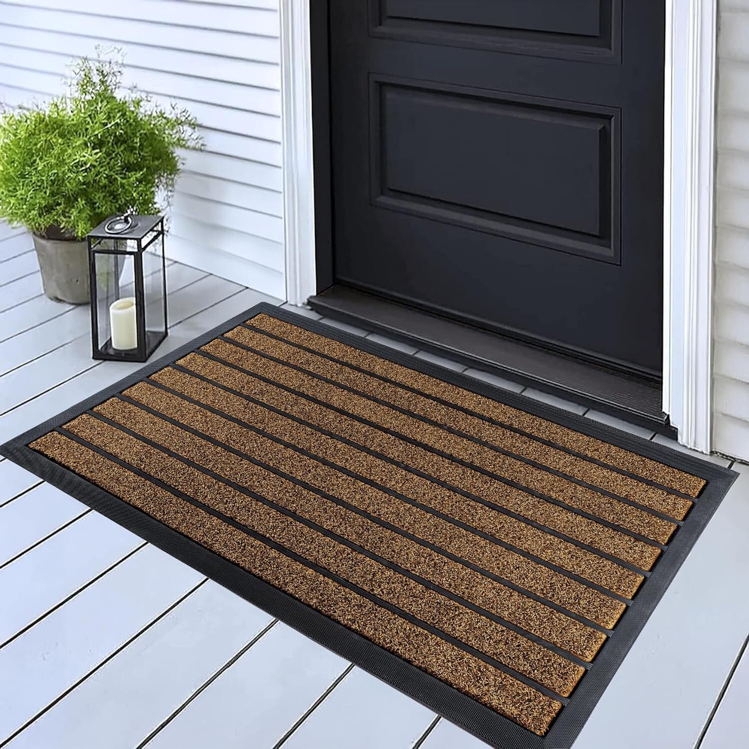 Moisture Resistant & Easy-Clean 32" x 20" Outdoor Entrance Mat – Modern Striped