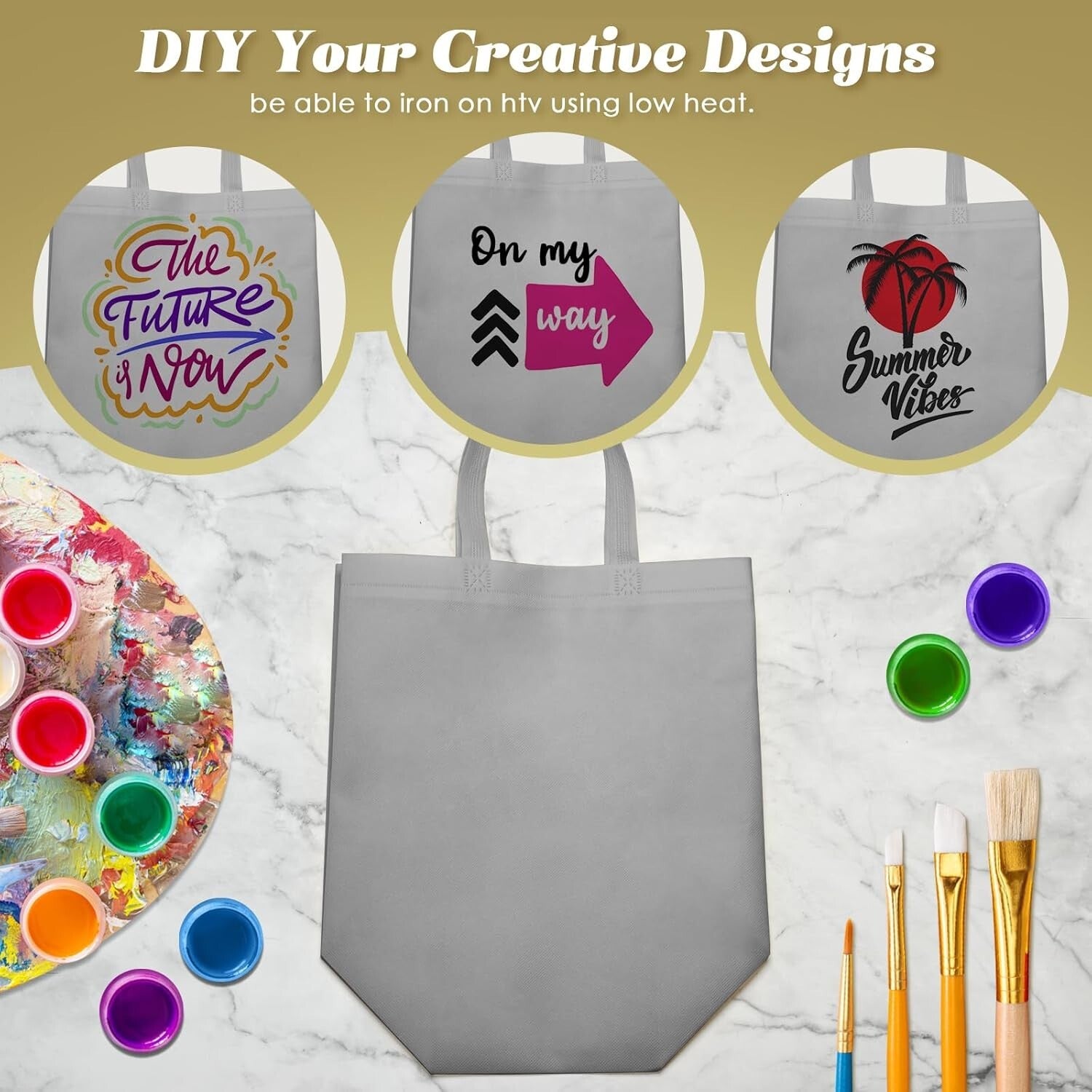 100 Blank Non Woven Tote Bags for Custom Designs - Ideal for Gifts & Groceries