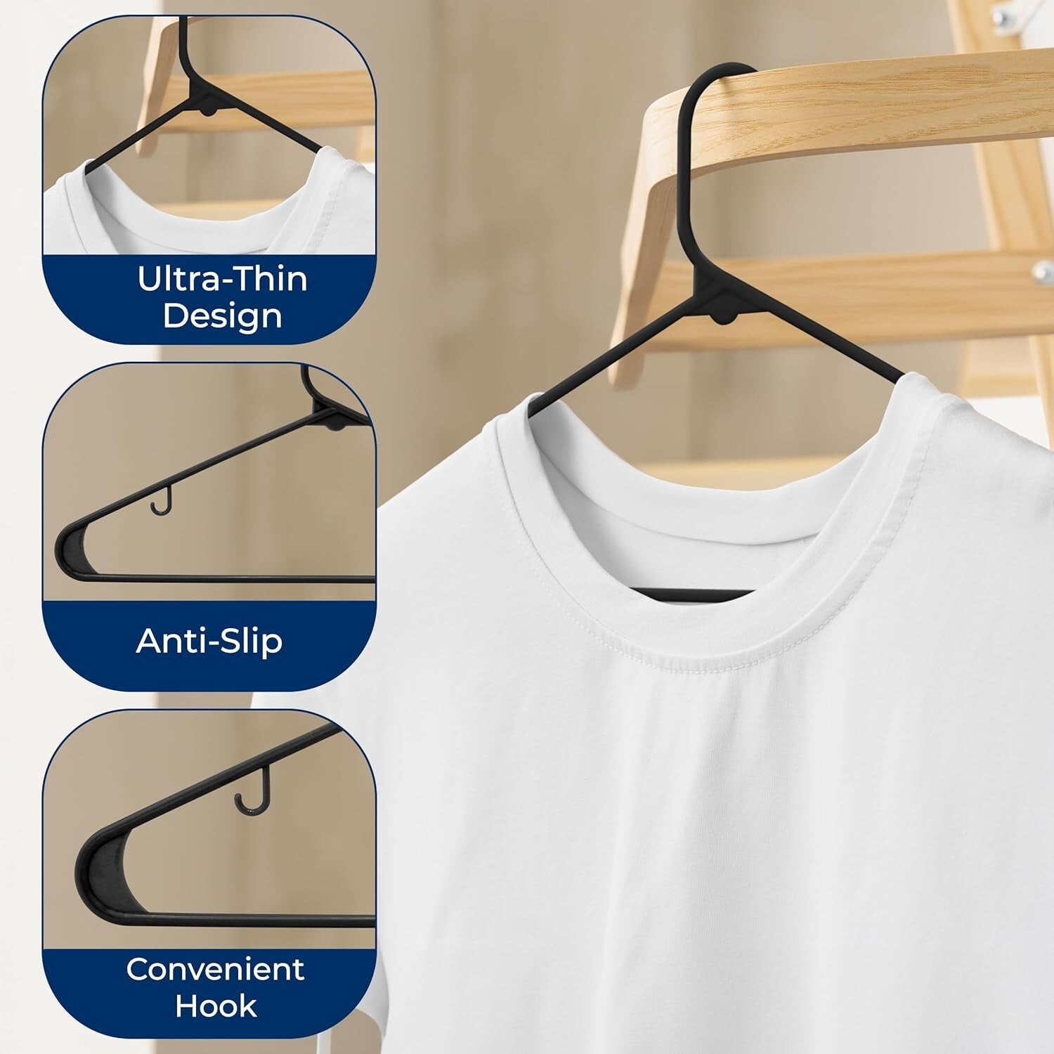 Durable Non-Slip Plastic Hangers - Set of 200 for Efficient Closet Organization