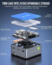 Load image into Gallery viewer, Energy Efficient Mini PC with Intel N150, 4K Visuals &amp; Fast WiFi 6 Connectivity