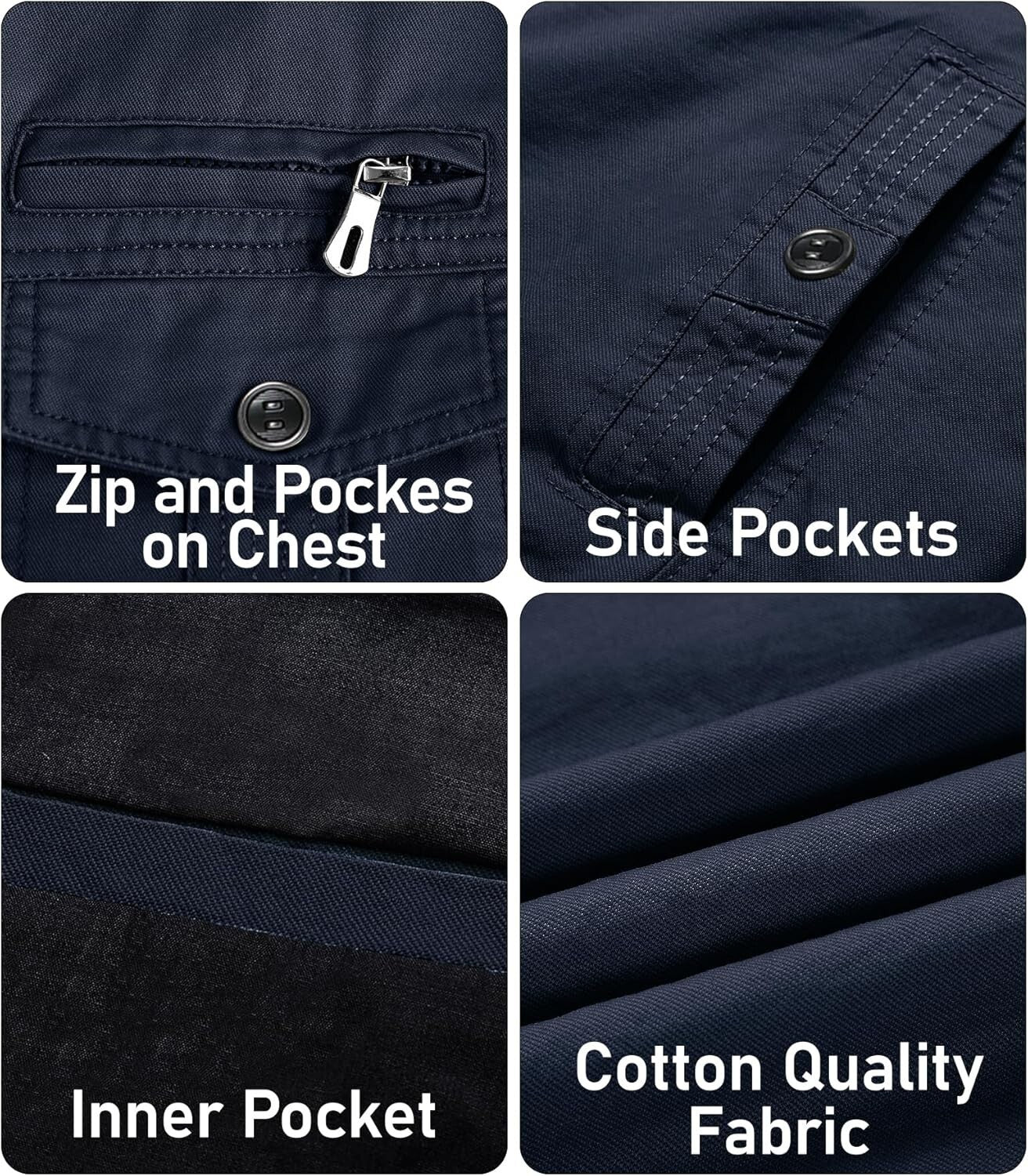 Stylish Men's Zip Front Utility Jacket with Inner Pocket for Outdoor Adventures