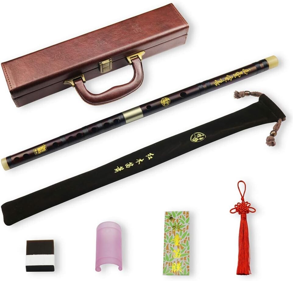 Lightweight Professional Dizi Flute in C Key with Accessory Bundle for Artists