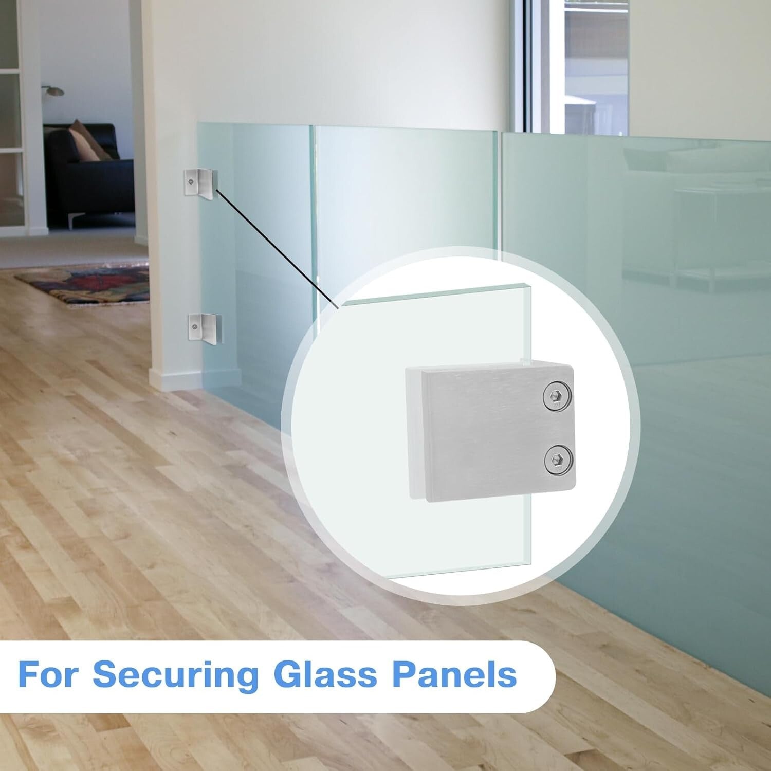 Modern Glass Railing Clamp - Stainless Steel 304 Clips with Rubber Pads, 4 Pack