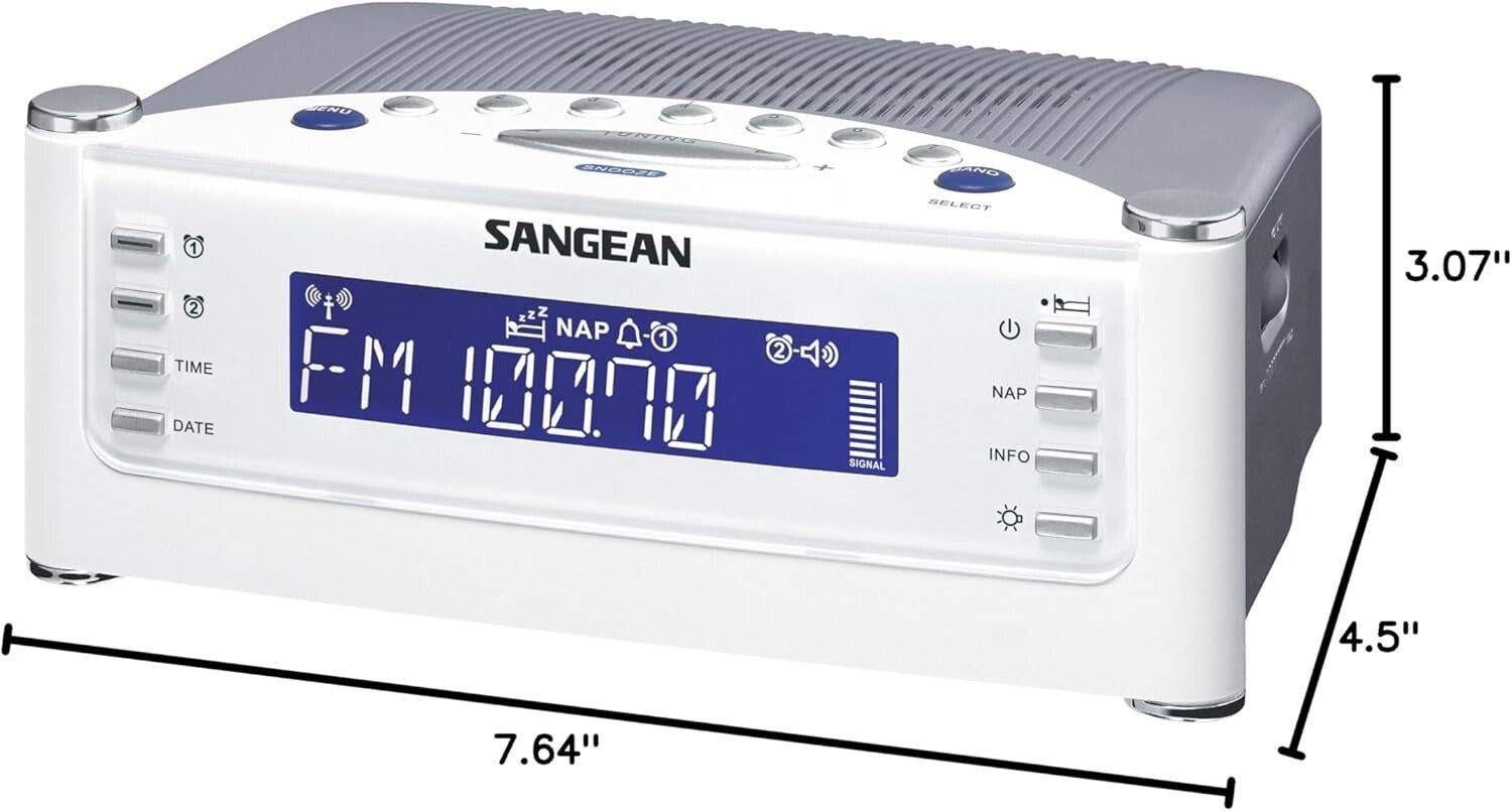 Precision Atomic Clock with Dual Alarm & FM-AM Radio in Classic Silver Finish