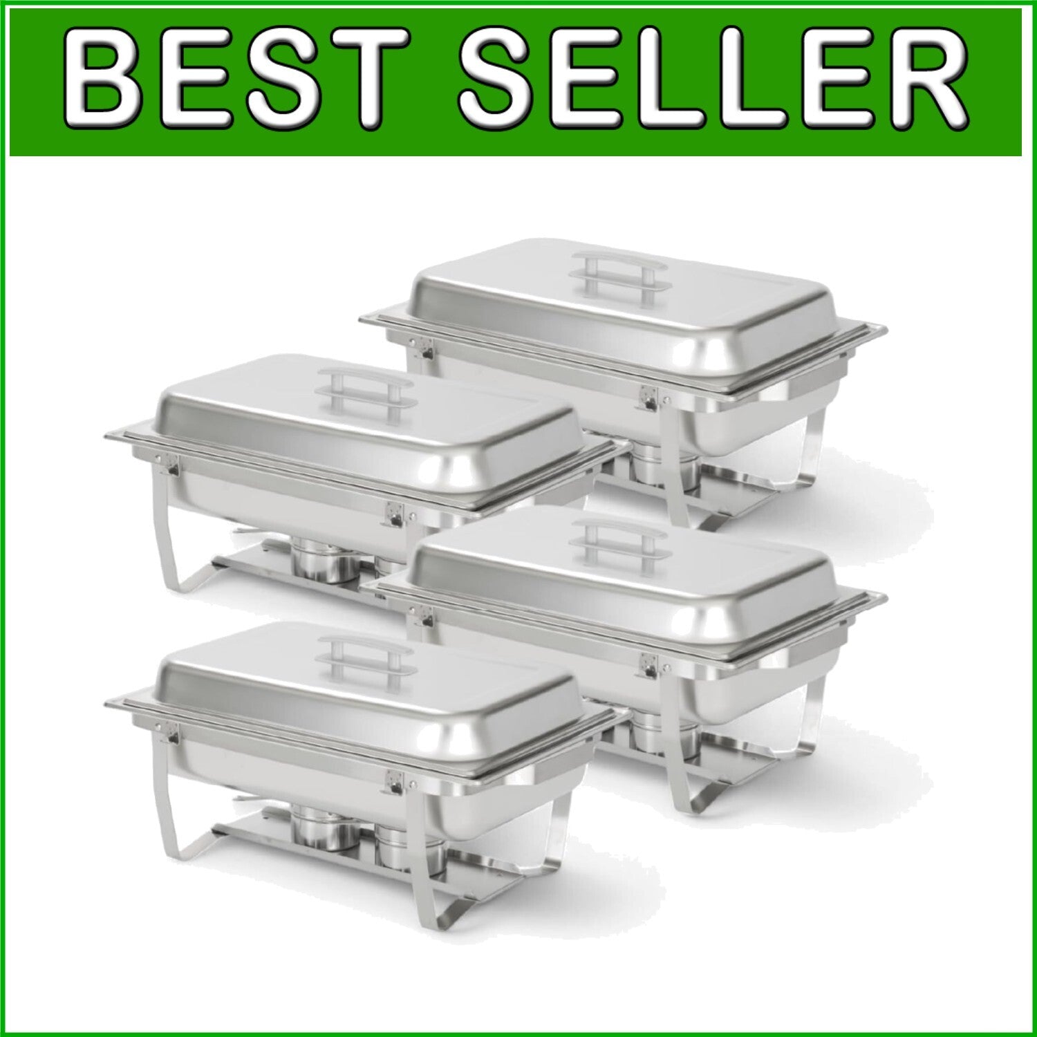 Elegant 4 Pack 8 Quart Stainless Steel Chafers – Keeps Food Warm and Ready