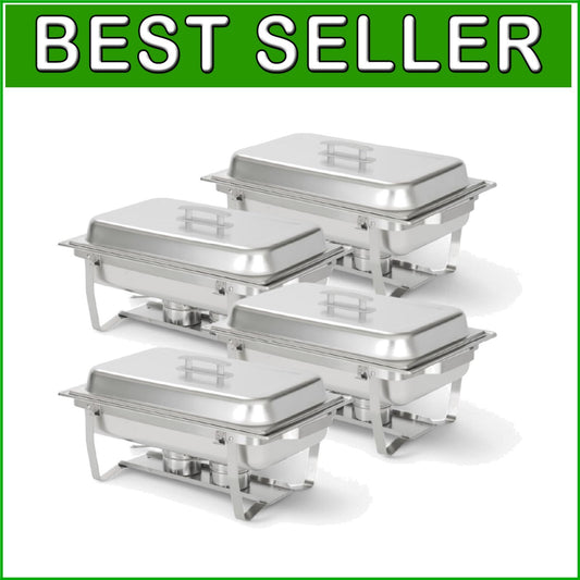 Elegant 4 Pack 8 Quart Stainless Steel Chafers – Keeps Food Warm and Ready