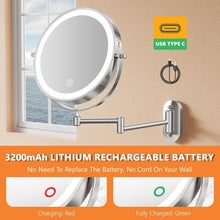 Load image into Gallery viewer, 8” Round Makeup Mirror with 54 LED Lights - Rechargeable &amp; Adjustable Brightness