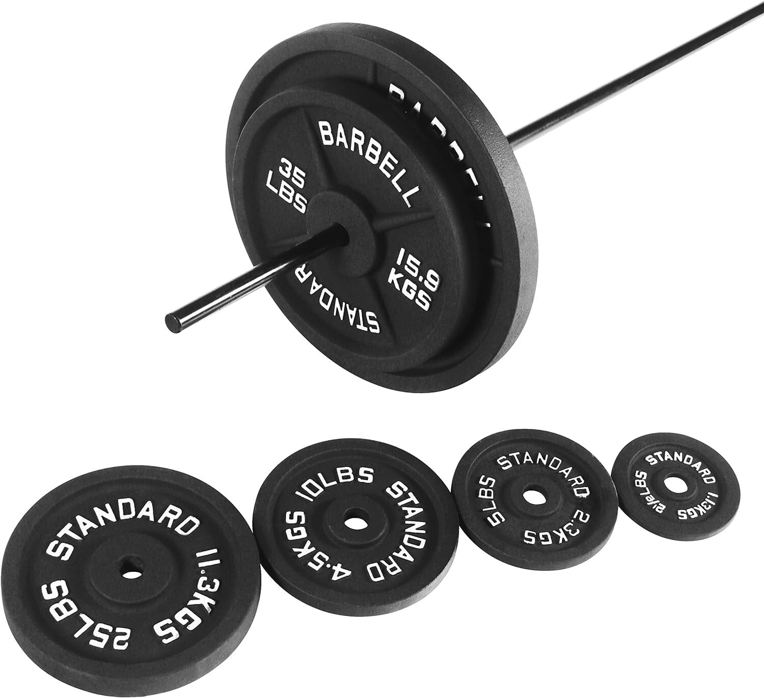 Durable Cast Iron Weight Plates - Olympic Standard, Multiple Sizes for Training
