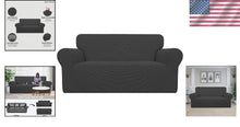 Load image into Gallery viewer, Soft Jacquard Loveseat Slipcover with Non-Slip Anchors - 80% Polyester Blend