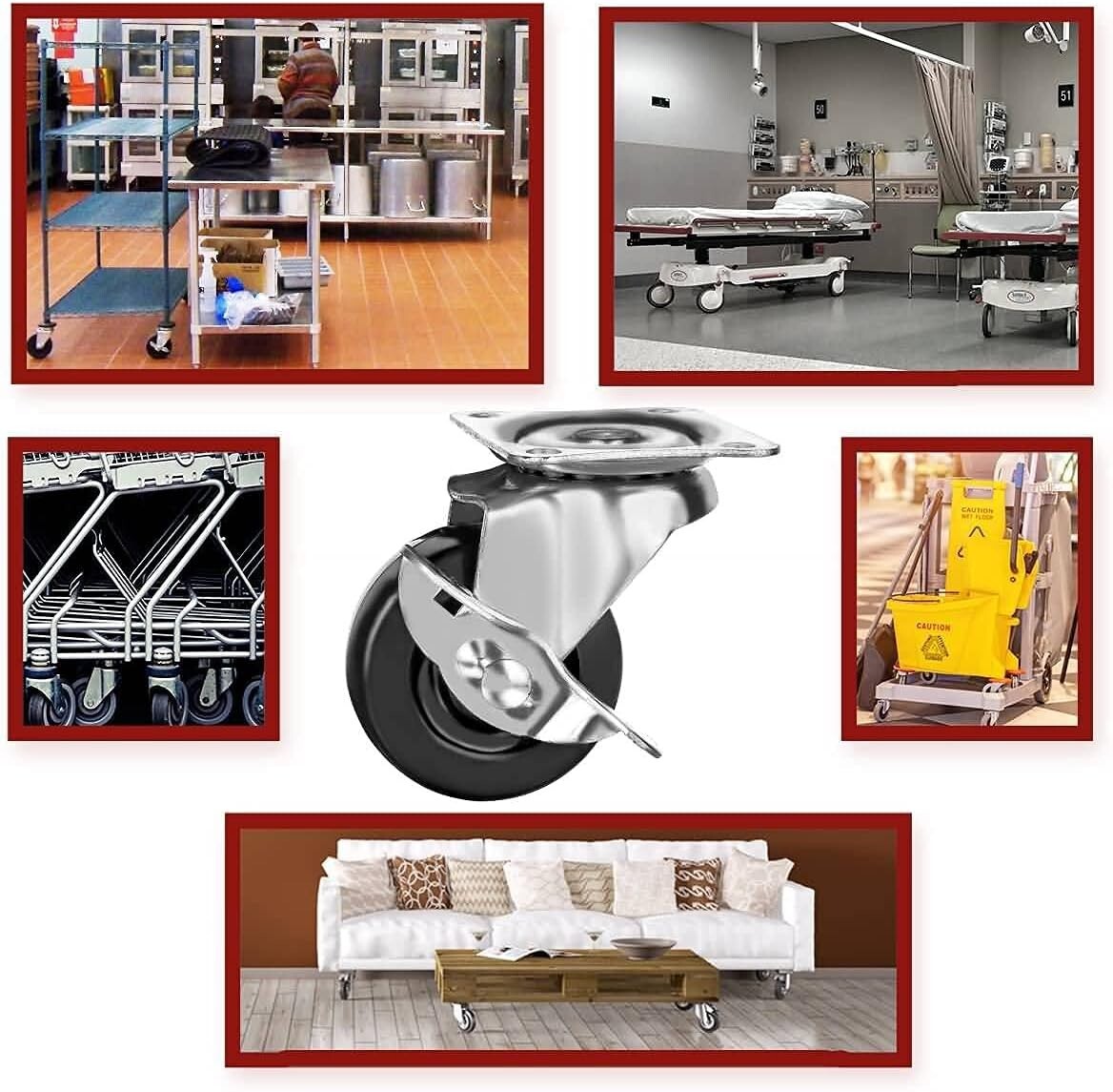 Durable 2" Swivel Casters with Brake - Ultimate Mobility Solution 48 Pcs