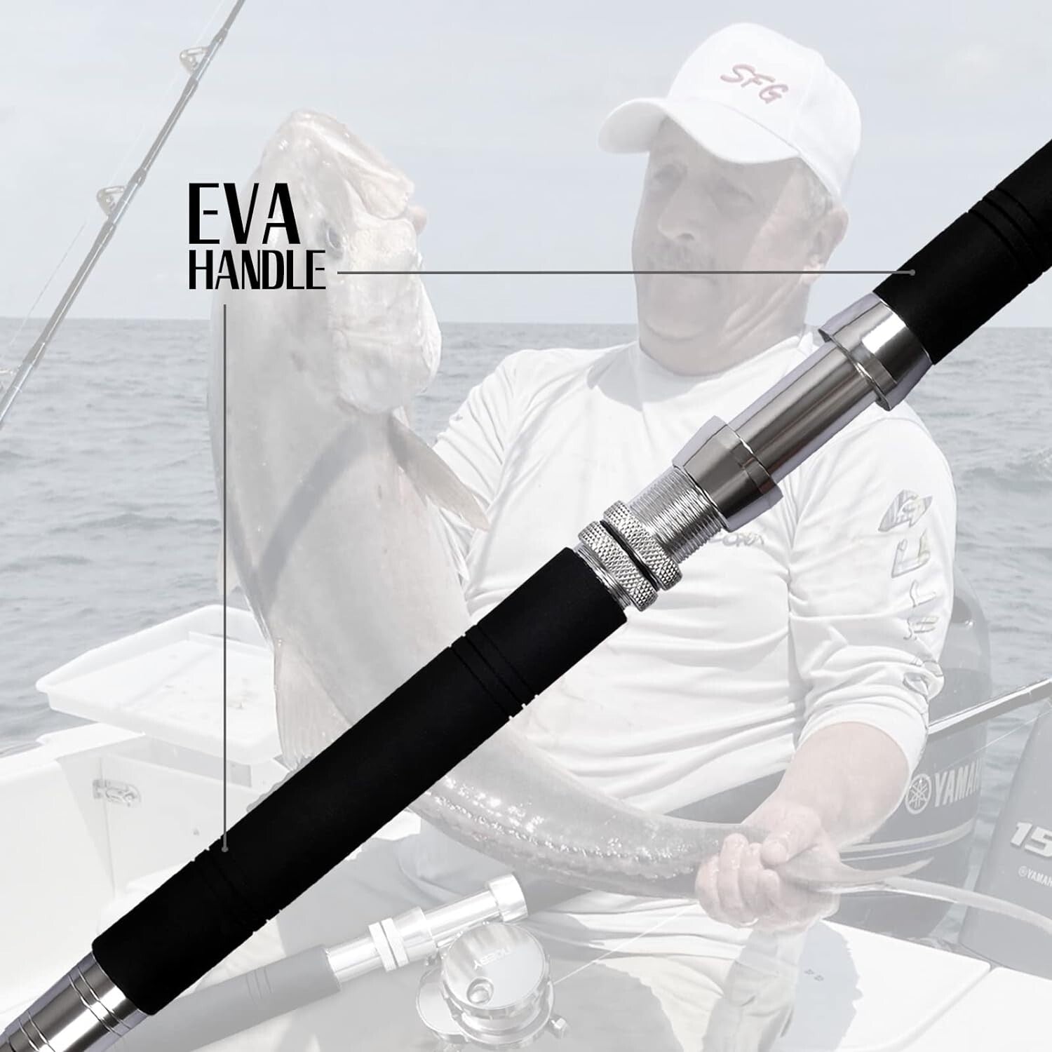 7.5 Feet Glass Graphite Fishing Rod with Stainless Steel Roller Guides