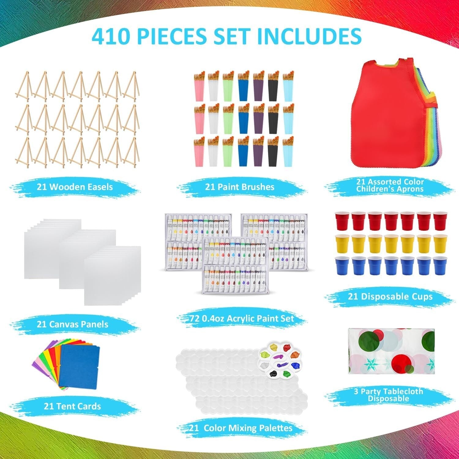 Deluxe 410-Piece Painting Supplies Set - Brushes, Paints & Easels Included