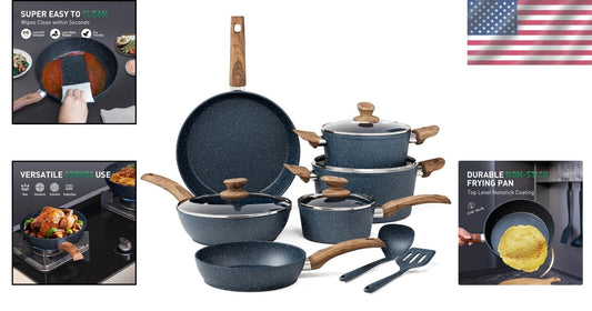 Healthy Cooking Essentials - Induction 12-Piece Granite Non-Stick Pots & Pans