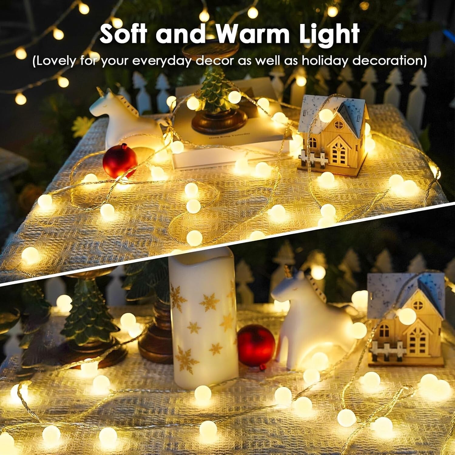 200LED Warm White Plug-in String Lights with Remote & Timer - 66ft Waterproof
