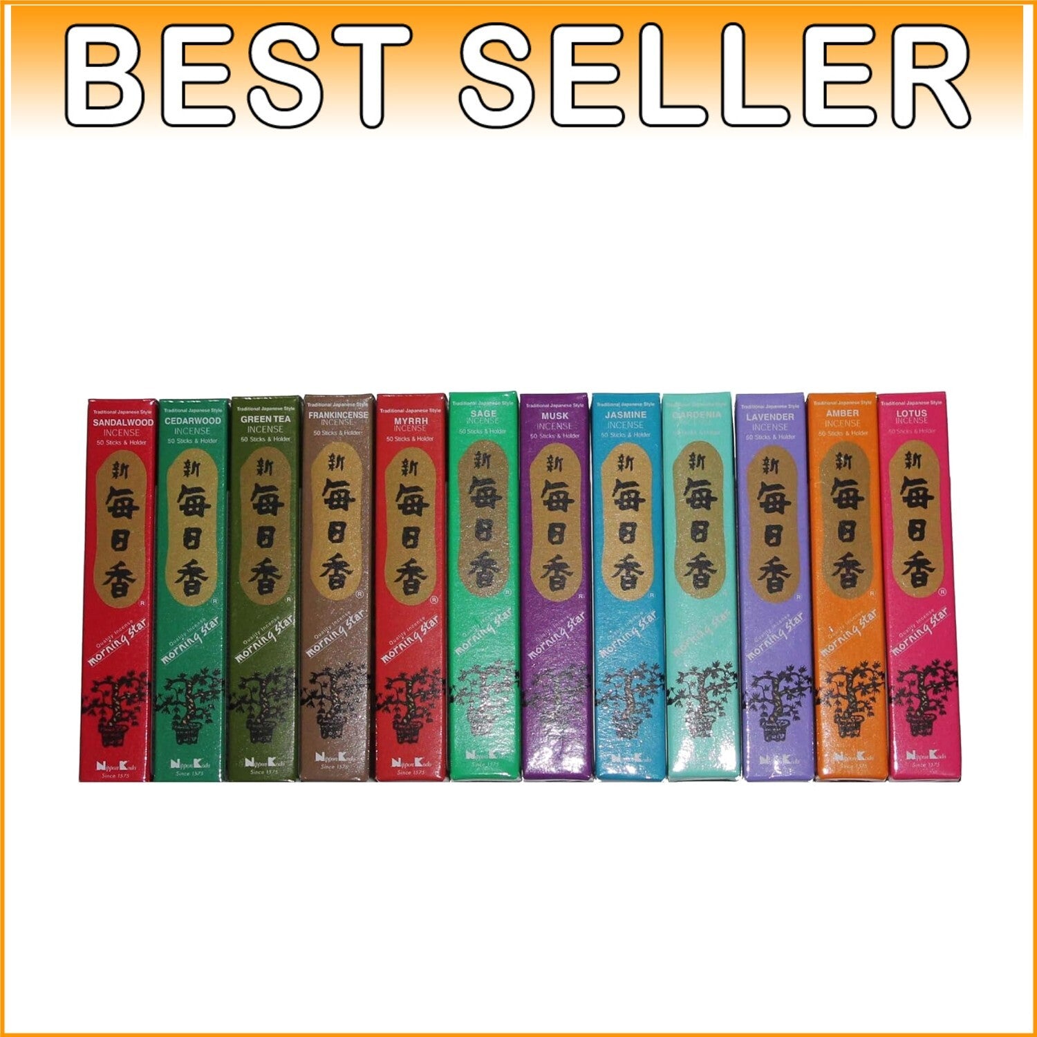 12 Fragrance Nippon Kodo Incense Assortment - 600 Premium Sticks for Relaxation