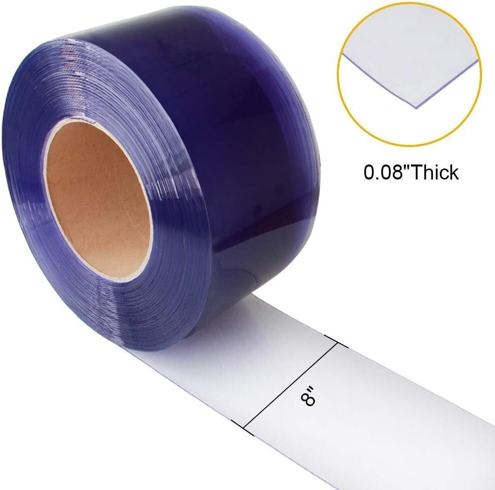 Important 164' x 8" Clear PVC Strip Door Roll - Waterproof & Scratch-Resistant