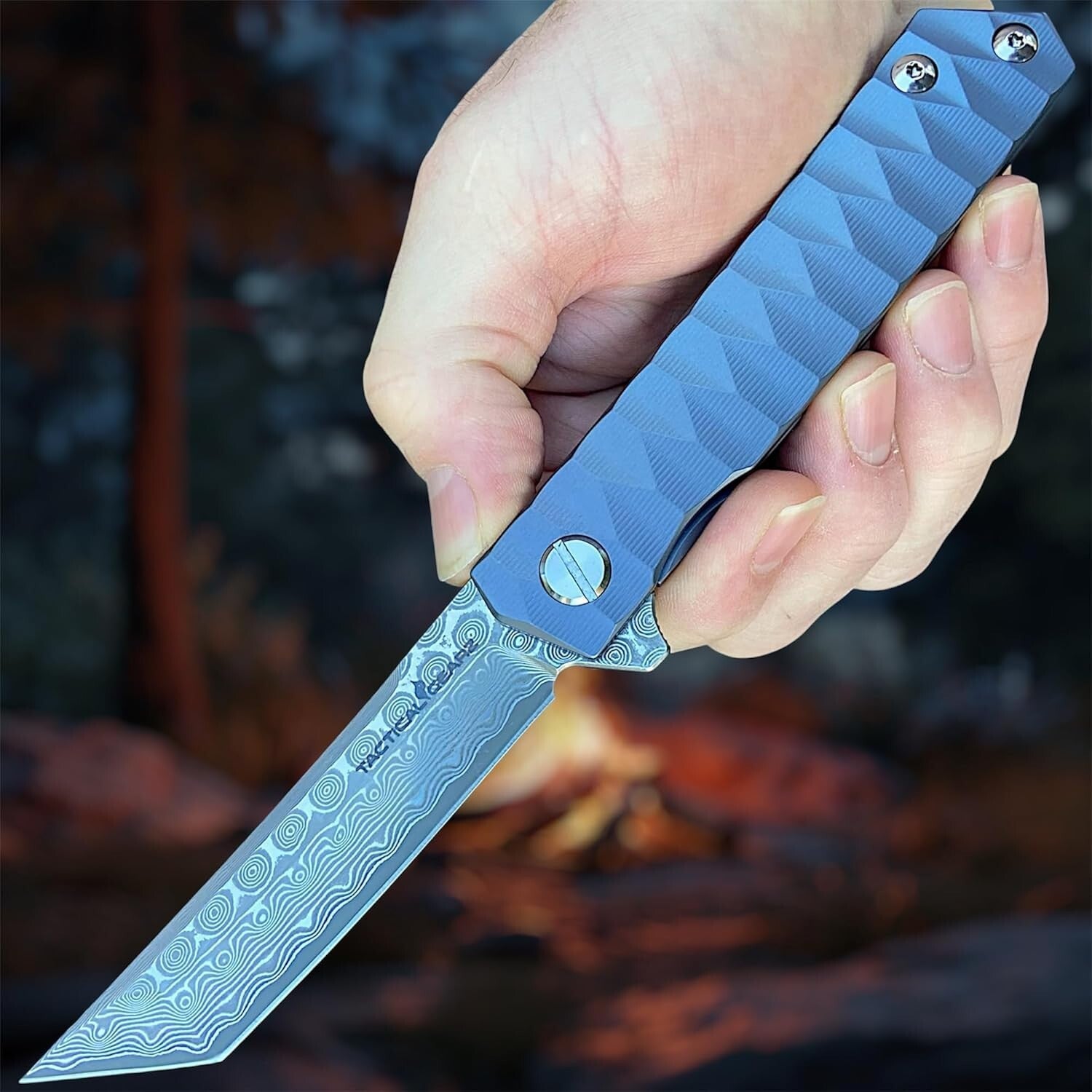 Utility-Tuned Damascus Steel Knife with TC4 Titanium Handle - EDC Sunday Special