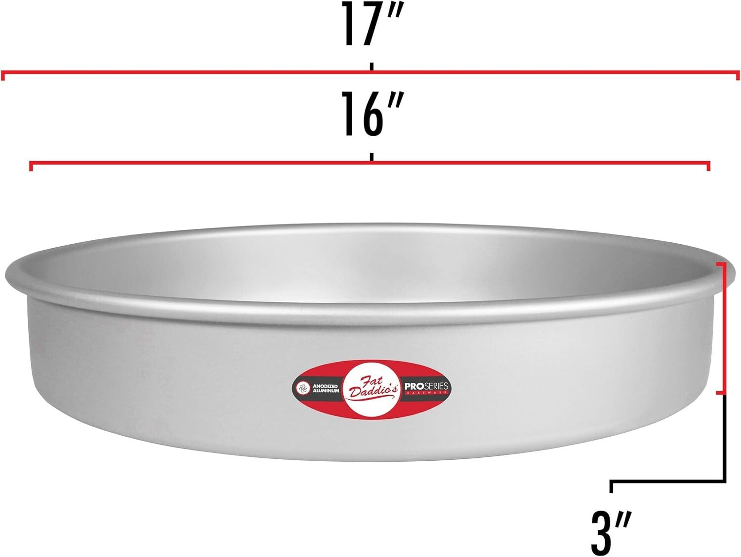 Anodized Aluminum Round Cake Pan, 16 x 3 Inches - Perfect for Layered Cakes