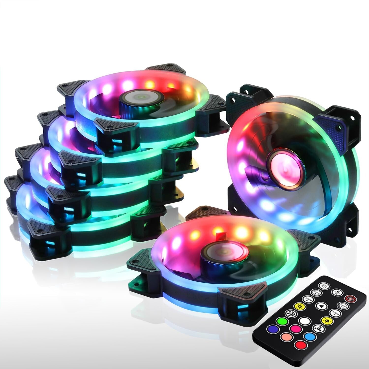 DS RGB Cooling Fans 120MM 6-Pack - Remote-Controlled for Ultimate PC Aesthetics