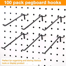 Load image into Gallery viewer, Heavy-Duty Stainless Steel Peg Board Hooks - 100 Pieces for Easy Installation