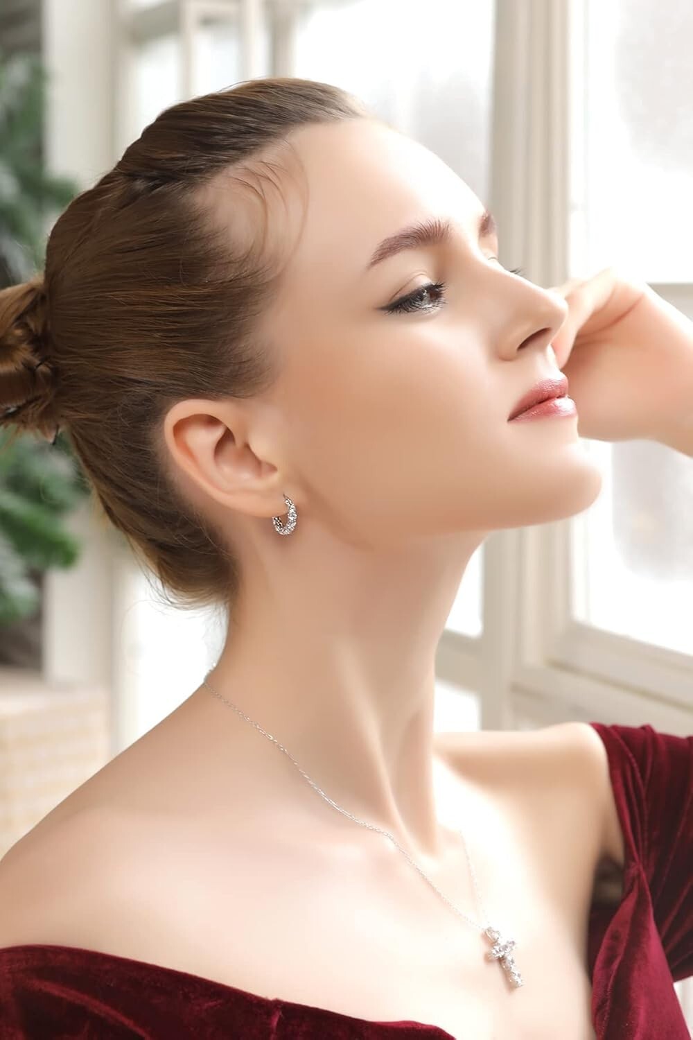 Classic Sterling Silver 16mm AAA CZ Small Hoop Earrings for Women - Gift Boxed