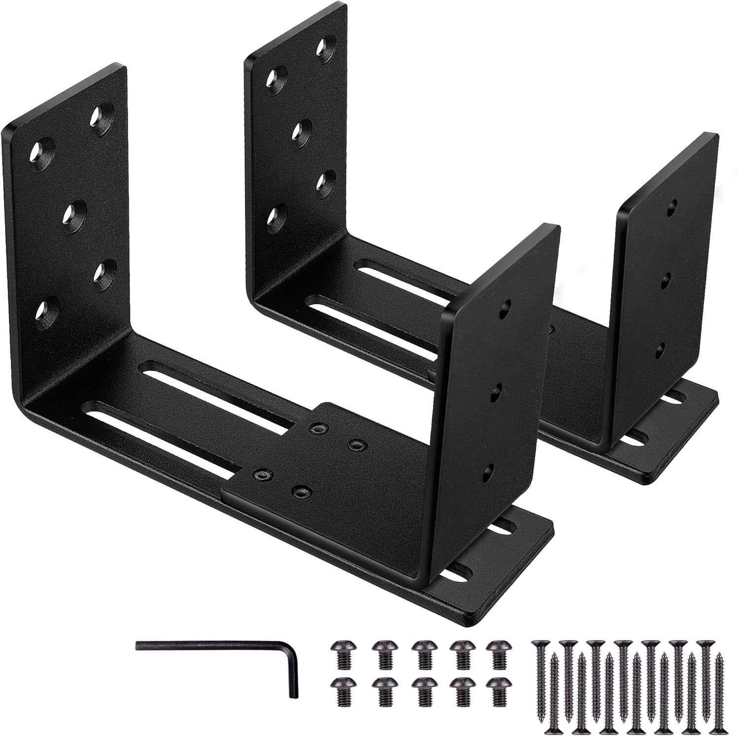 Industrial-Grade Security Door Brackets - 2pcs Powder-Coated Steel Set