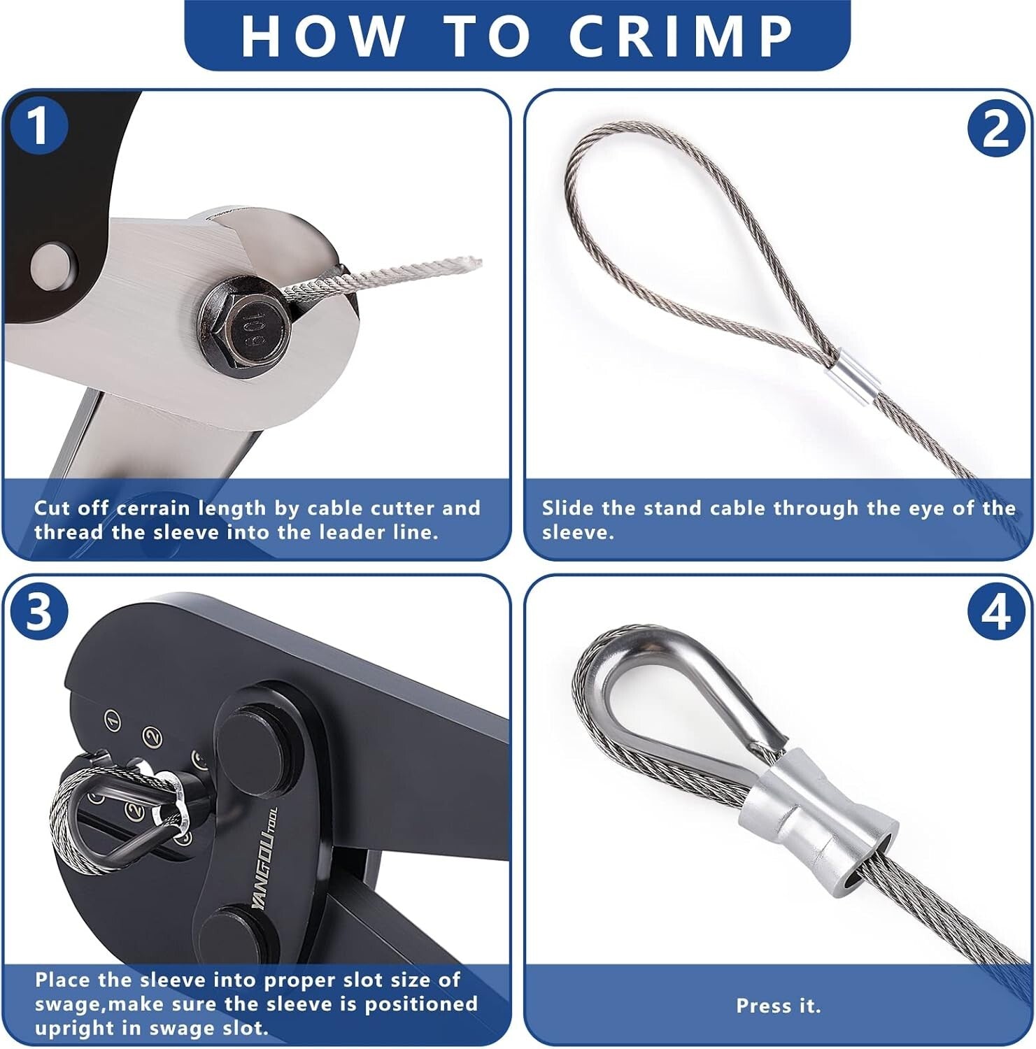 Versatile 1/8'' Wire Rope Crimping Tool Kit: Ideal for DIY & Outdoor Projects
