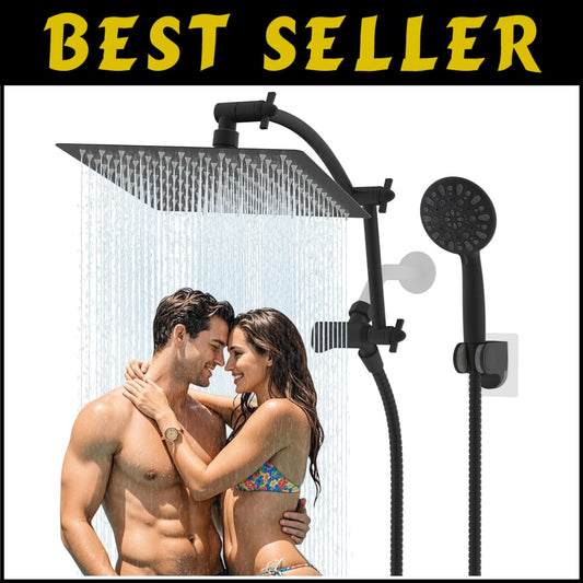 Luxury 12'' All-Metal Rainfall Shower System with Handheld and Adjustable Arm
