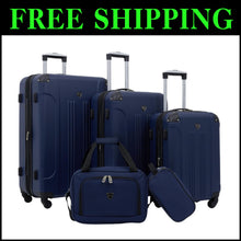 Load image into Gallery viewer, Navy Blue Chicago Hardside Expandable Luggage Set - 5 Pieces for Every Journey